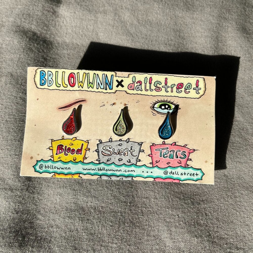 bbllowwnn x dallstreet blood sweat tears enamel pin